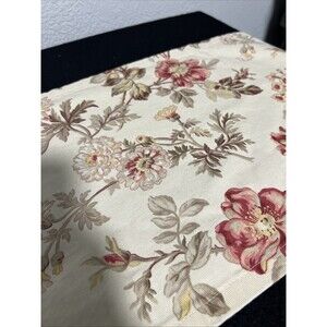 Green, burgundy, Yellow floral linen Table Runner 52” L X 11.5W Decor Home
